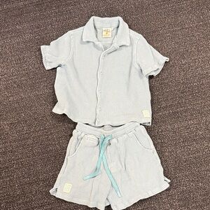 Women's Light Blue Striped Pajama Set
